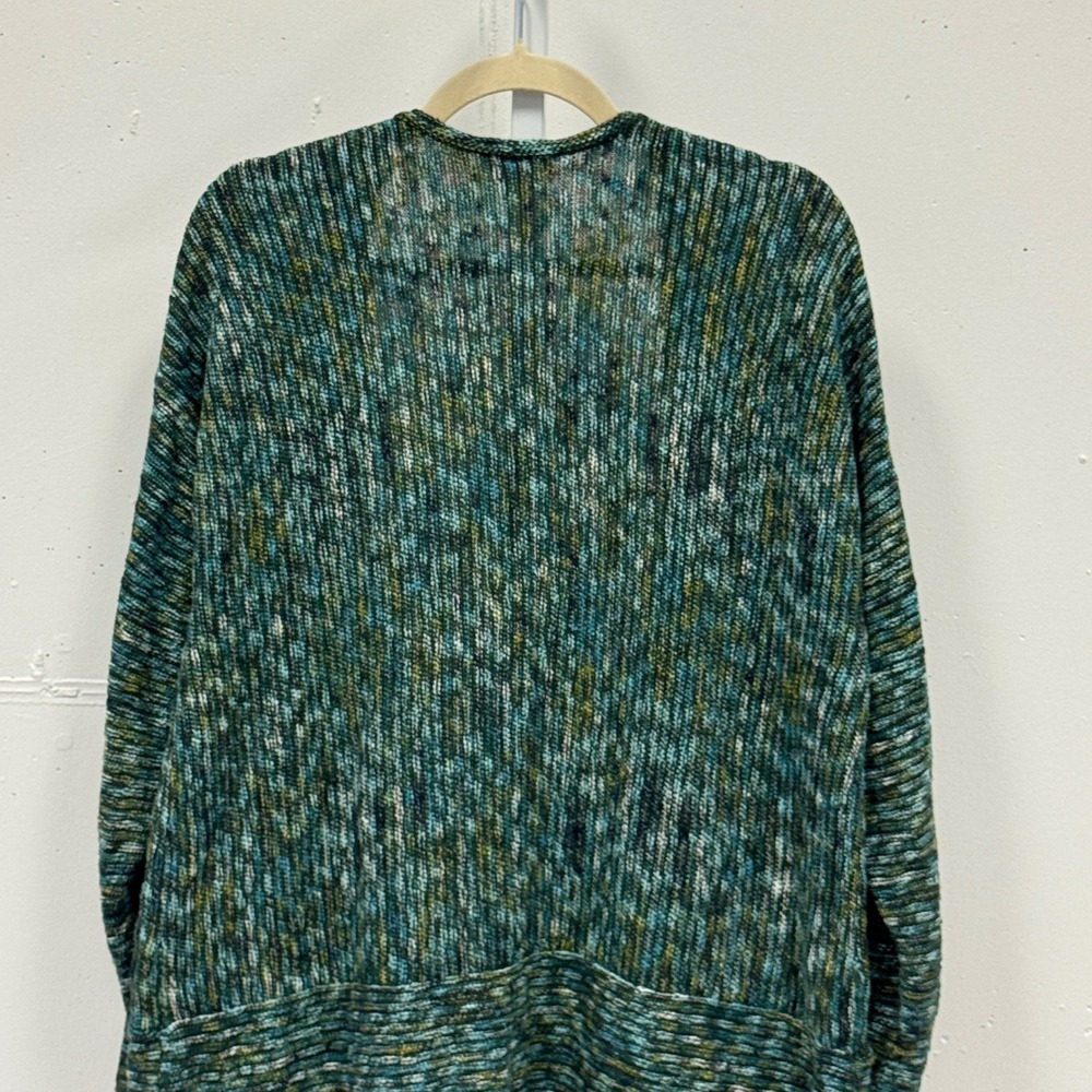 J. Jill Green Space Dye Open Front Cardigan Sweater XL Petite Cotton Blend - Picture 6 of 9